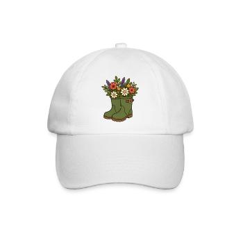 Blumen in Gummistiefeln - Baseballkappe - Weiß/Weiß - Vorne