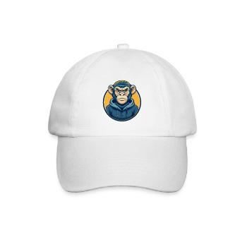 Monkey Kawaii Maskottchen Cartoon Clipart Logo Abzeichen - Baseballkappe - Weiß/Weiß - Vorne