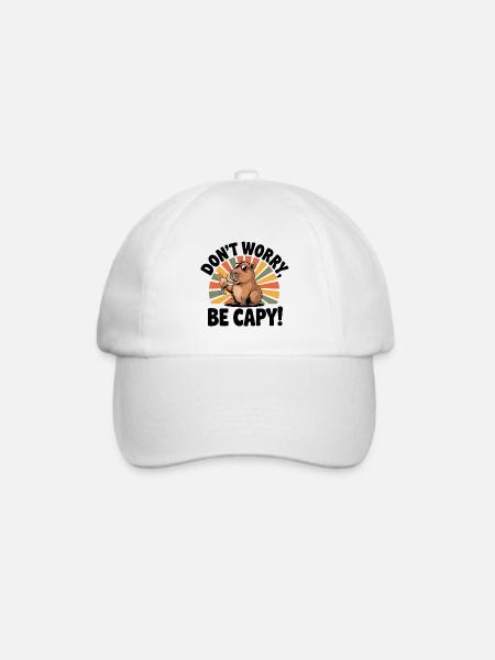Keine Sorge, sei Capy! Seitliche Pose - Baseballkappe - Weiß/Weiß