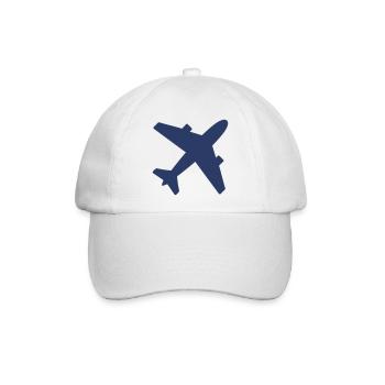 Airplane Solid Icon Aviation Flight Travel Aircraf - Baseballkappe - Weiß/Weiß - Vorne