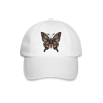 Geometrischer Tribal-Schmetterling - Baseballkappe - Weiß/Weiß - Vorne