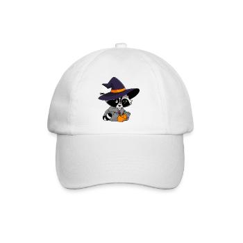 Snuggles der Waschbär mit Halloweensüßigkeiten - Baseballkappe - Weiß/Weiß - Vorne