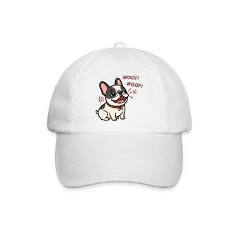 Wuff wuff Französischer Bulldoggen-Welpen-Cartoon - Baseballkappe - Weiß/Weiß - Vorne