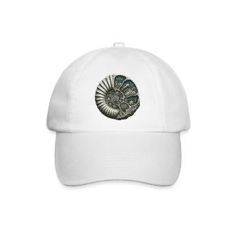 Ammonit-Fossil-Prähistorische Riff-Ausschnitt - Baseballkappe - Weiß/Weiß - Vorne