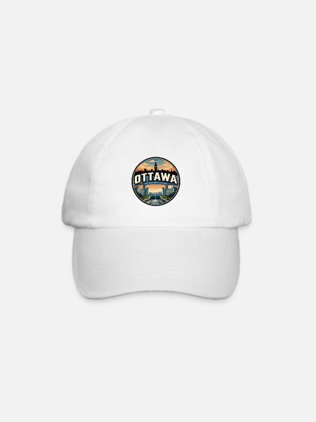 Retro Ottawa Parliament Reiseabzeichen - Baseballkappe - Weiß/Weiß