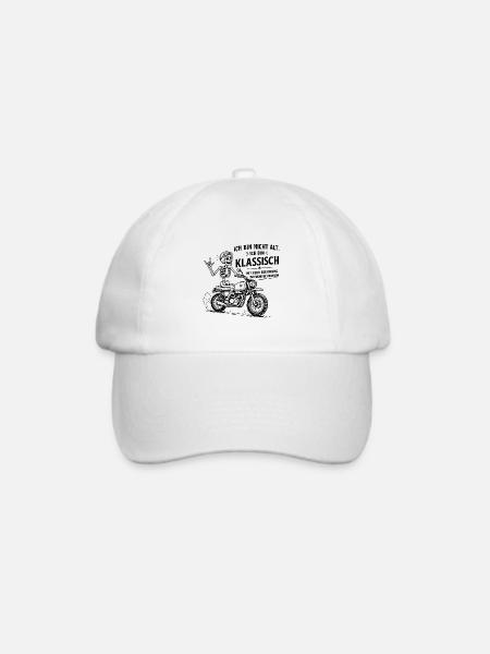 Klassisch Skelett auf Motorrad - Baseballkappe - Weiß/Weiß