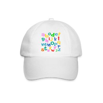 Schulkind ABC Buchstaben - Baseballkappe - Weiß/Weiß - Vorne