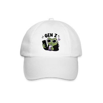 Gen Z-Frosch mit Boba Kawaii lustiger Meme-Ästhetik - Baseballkappe - Weiß/Weiß - Vorne