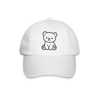 Niedlicher Teddybär für Babys und Kinder - Baseballkappe - Weiß/Weiß - Vorne
