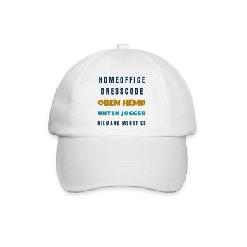 Homeoffice Dresscode Oben Hemd unten Jogger - Baseballkappe - Weiß/Weiß - Vorne