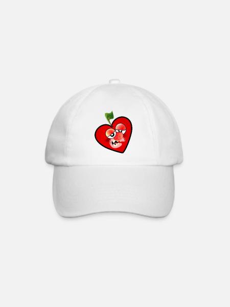 Herz Kirsche Müde - Baseballkappe - Weiß/Weiß