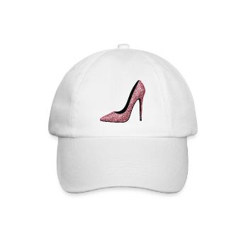 Rosa Glitzer High Heels - Fashion Motiv - Baseballkappe - Weiß/Weiß - Vorne