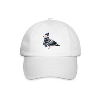 Möwe im Winter Strickoutfit Vogel Weihnachten - Baseballkappe - Weiß/Weiß - Vorne