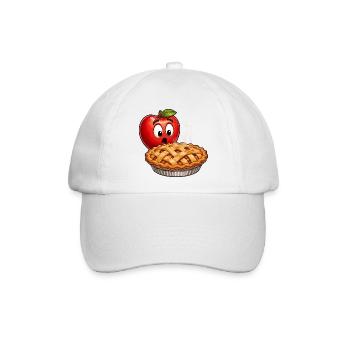 Apfelpie Mascot mit dampfendem Pie - Baseballkappe - Weiß/Weiß - Vorne