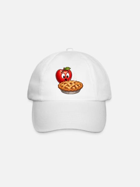 Apfelpie Mascot mit dampfendem Pie - Baseballkappe - Weiß/Weiß
