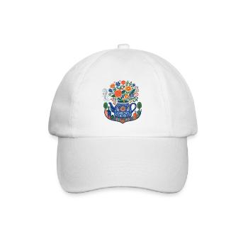 Floral Folk Krug – Gartens Glückseligkeit - Baseballkappe - Weiß/Weiß - Vorne