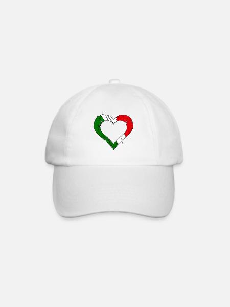 Italienflaggenherz zerkratzt - Baseballkappe - Weiß/Weiß