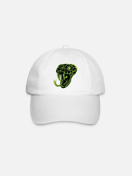Neon-Schlangenkopf Leuchtendes Design - Baseballkappe - Weiß/Weiß