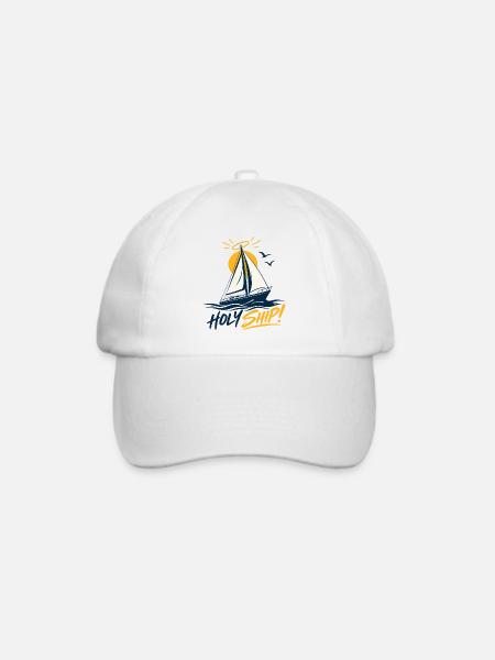 Holy Ship! – Lustiges Segler Design - Baseballkappe - Weiß/Weiß