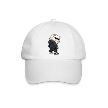 Gangster Perser Katze im Streetwear Look - Baseballkappe - Weiß/Weiß - Vorne