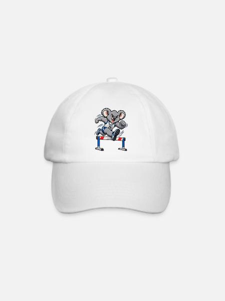 Süßer Koala beim Hürdenlauf - Baseballkappe - Weiß/Weiß