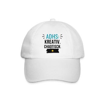 ADHS – Kreativ. Chaotisch. - Baseballkappe - Weiß/Weiß - Vorne