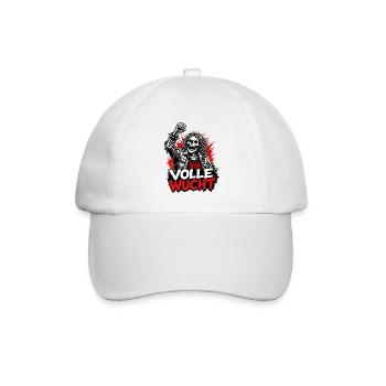 Volle Wucht – Skelett Thrash Metal Maskottchen - Baseballkappe - Weiß/Weiß - Vorne