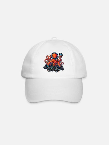 Kraken DJ – Coole Beats aus der Tiefe - Baseballkappe - Weiß/Weiß