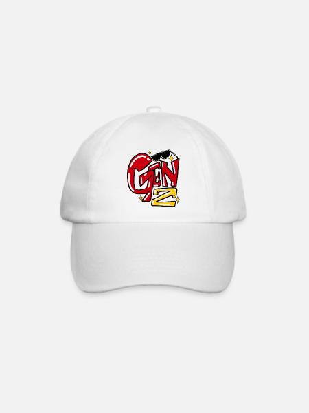 Gen Z Bold Comic Faust-Grafik - Baseballkappe - Weiß/Weiß