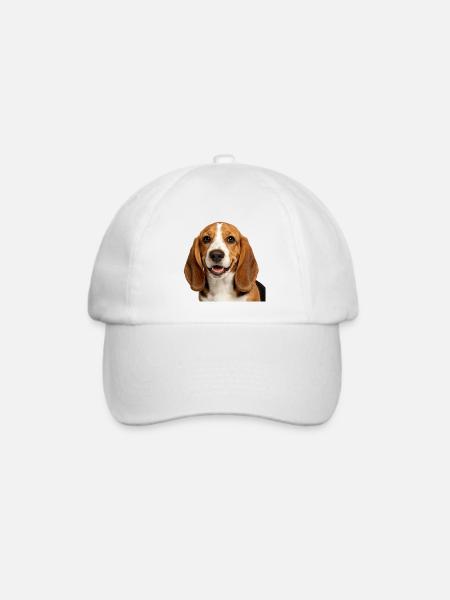 Glücklicher Basset-Hund - Baseballkappe - Weiß/Weiß