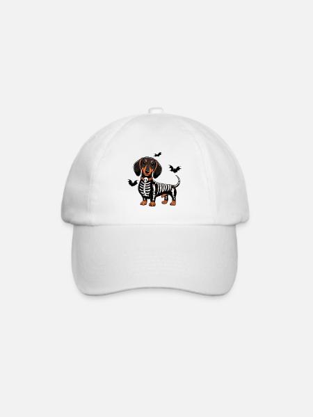 Skelett Hund Halloween Look - Baseballkappe - Weiß/Weiß