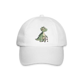 Dino mit Blumenband Rollator - Baseballkappe - Weiß/Weiß - Vorne