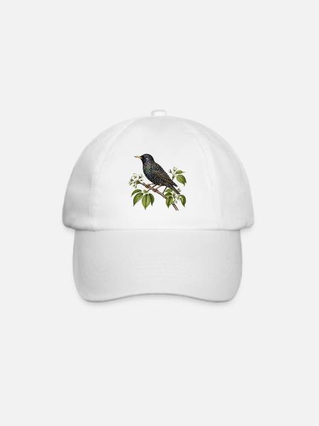 Europäischer Star – Sturnus vulgaris - Baseballkappe - Weiß/Weiß