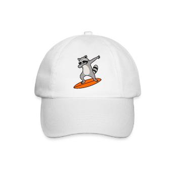Waschbär Surf-Charme - Baseballkappe - Weiß/Weiß - Vorne