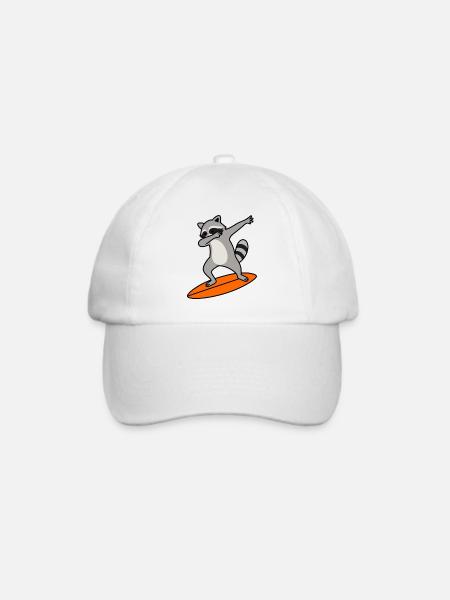 Waschbär Surf-Charme - Baseballkappe - Weiß/Weiß