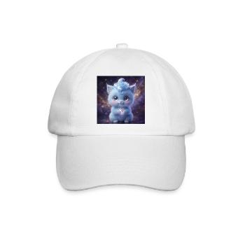 Cute fluffy blue fantasy creature holding a magic  - Baseballkappe - Weiß/Weiß - Vorne