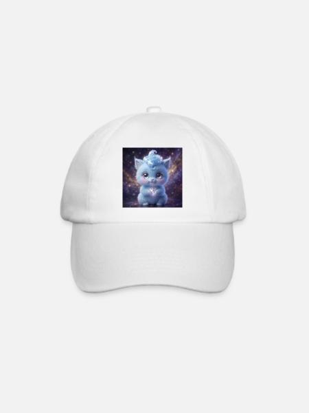 Cute fluffy blue fantasy creature holding a magic  - Baseballkappe - Weiß/Weiß