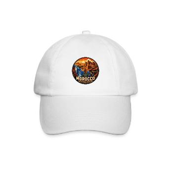 Marokko Sahara Vintage-Reiseemblem - Baseballkappe - Weiß/Weiß - Vorne