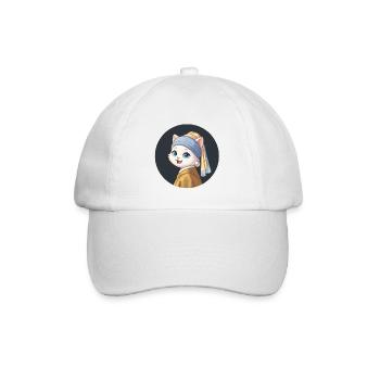 Mädchen mit dem Perlenohrring Katze - Baseballkappe - Weiß/Weiß - Vorne