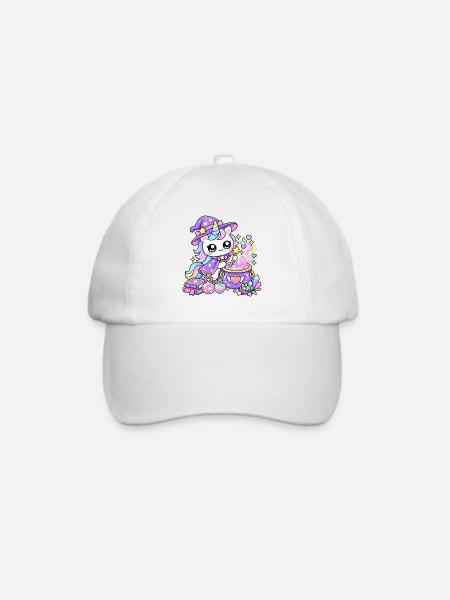 Feen-Regenbogenmagier-Einhorn - Baseballkappe - Weiß/Weiß