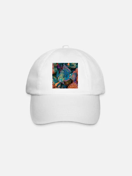 Meeresregenbogenpapageienfisch - Baseballkappe - Weiß/Weiß
