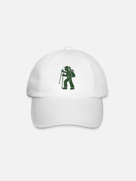 Bergwanderer mit Stöcken - Baseballkappe - Weiß/Weiß