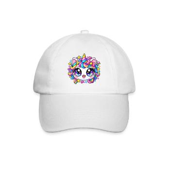 Kawaii Regenbogeneinhorn - Baseballkappe - Weiß/Weiß - Vorne