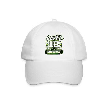 Level 18 Unlocked – Gamer Geburtstagsgeschenk - Baseballkappe - Weiß/Weiß - Vorne