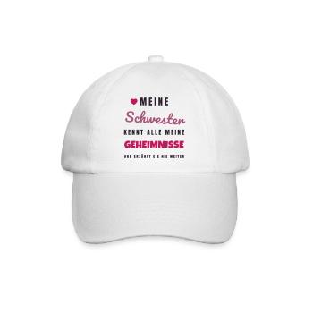 Schwester kennt alle meine Geheimnisse Geschenk - Baseballkappe - Weiß/Weiß - Vorne