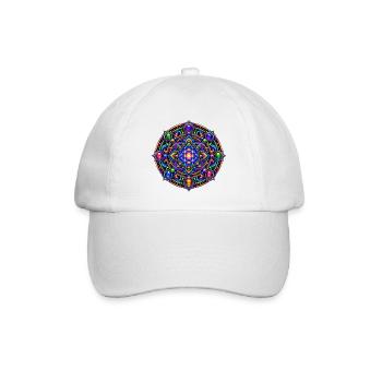 Kosmische Blume Mandala - Baseballkappe - Weiß/Weiß - Vorne