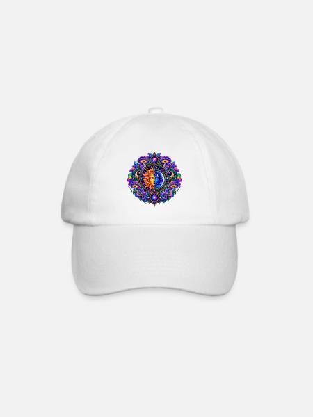 Sonne Mond Mandala - Baseballkappe - Weiß/Weiß