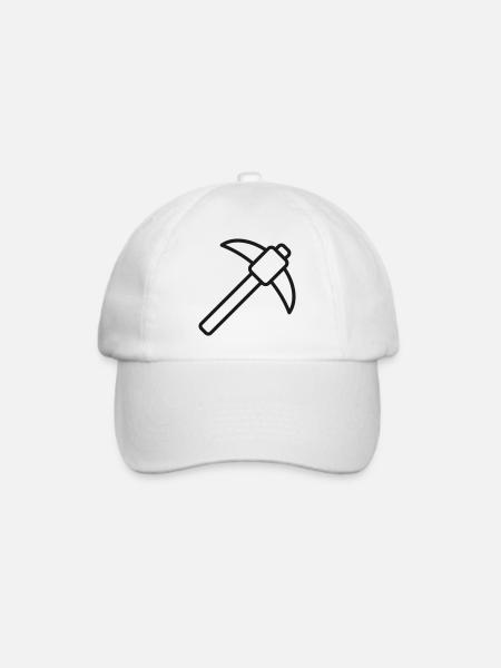 Spitzhacke-Linien-Symbol - Baseballkappe - Weiß/Weiß