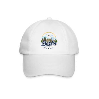 Berlin - Germany - Berliner Bär - Koordinaten - Baseballkappe - Weiß/Weiß - Vorne