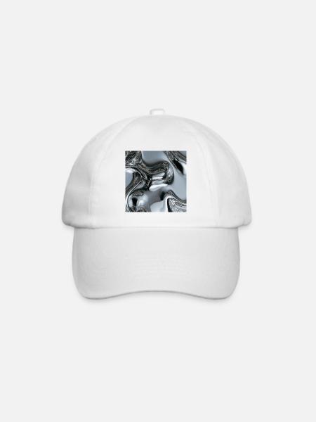 Abstraktes flüssiges Chrom - Baseballkappe - Weiß/Weiß